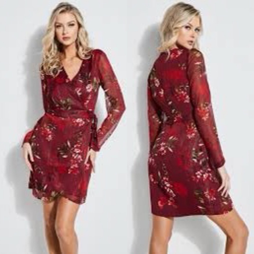 Guess Camilla Floral Print Faux Wrap Dress New With Tags Size 0